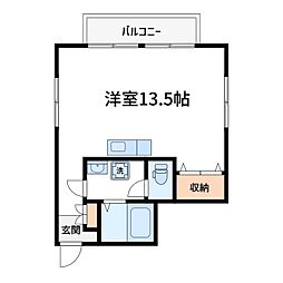 ウィング ワンルームの間取図画像