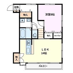サザンウィンド 1LDKの間取図画像