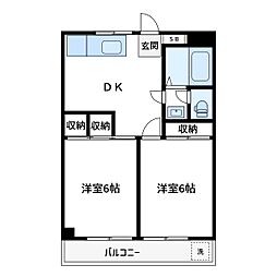 パールハイム 2DKの間取図画像