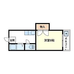 堀家第二ビル 1Kの間取図画像