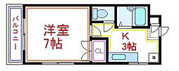 ESPOIR 3階1Kの間取り