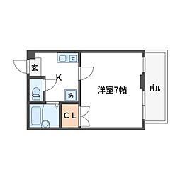 コンシェール茨木 1Kの間取図画像