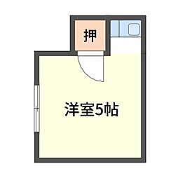阿久津荘 ワンルームの間取図画像