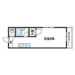 プリンセス飛鳥 ワンルームの間取図画像