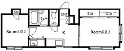 谷田貝ビル 2Kの間取図画像