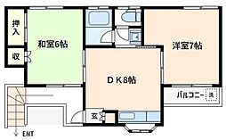 グリーンテラス 2DKの間取図画像