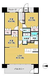 レ・ジェイドシティ瓢箪山 3LDKの間取図画像