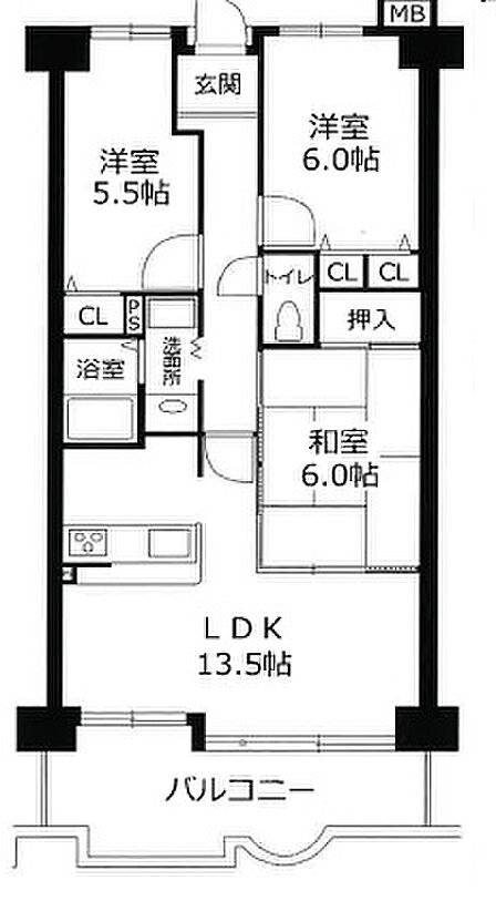3LDK 間取り