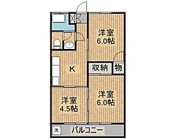 コーポ富士 2階3Kの間取り