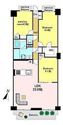 箕面東コーポラス 2SLDKの間取図画像