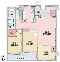 野庭団地634-2号棟 3LDKの間取図画像
