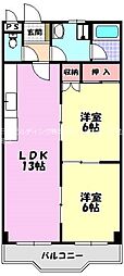 グリーンハイツ須賀 2LDKの間取図画像