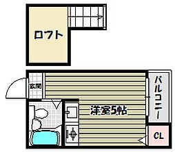 プラザ北野田 ワンルームの間取図画像
