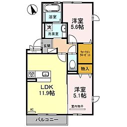 シャルマン 2LDKの間取図画像