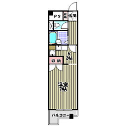 パイン.リバー1 1Kの間取図画像