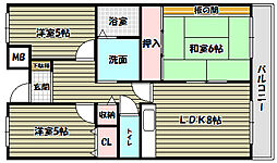 プレスト・コート弐番館 3DKの間取図画像