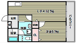カンターレ鶯谷2番館 1LDKの間取図画像