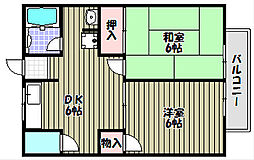 シティハイム三浦アパート 2DKの間取図画像