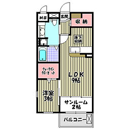 ガーデンハウスエアリー 1LDKの間取図画像