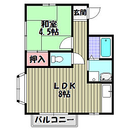 こうえいハイツ 1LDKの間取図画像