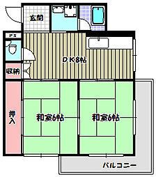 プレアール藤沢台 2DKの間取図画像