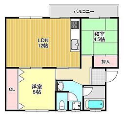 狭山住宅6号棟 2LDKの間取図画像