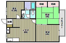 アルベロ福田C 3LDKの間取図画像