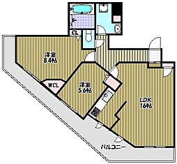 ローレルコート北野田 2LDKの間取図画像