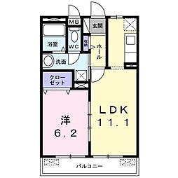アミティエ2 1LDKの間取図画像