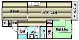 緑ケ丘ハイツ 2LDKの間取図画像