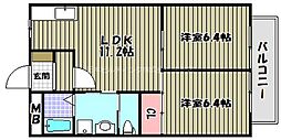 サマックスユイハイツ 2LDKの間取図画像