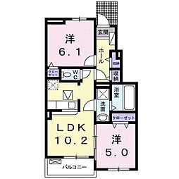グランソレイユ 2LDKの間取図画像