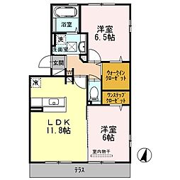 ガトーナふくだ2 2LDKの間取図画像