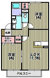 プレミールB 2LDKの間取図画像
