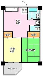 ビレッジハウス泉北栂タワー 2DKの間取図画像