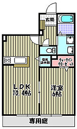 クレストコートB 1LDKの間取図画像