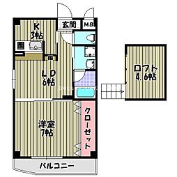フィルハウス須賀 1LDKの間取図画像