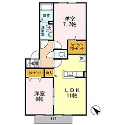 リースランド泉ヶ丘 2LDKの間取図画像