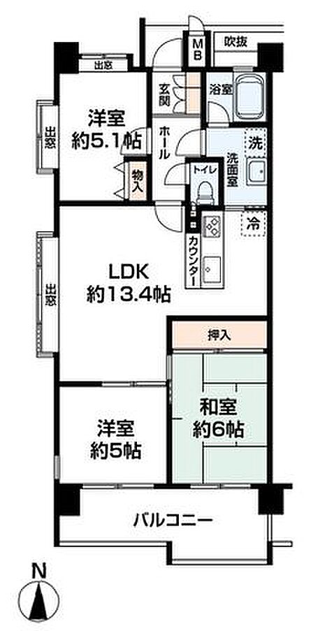 こちらの物件は廊下を最小限にした間取りです。限られた家の面積の中で廊下が占める割合が多いと他の部屋の広さにしわ寄せいってしまいます。ムダな廊下を無くすことでゆとりある居室空間が可能となります。