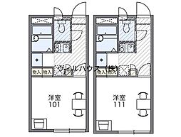 レオパレスプレンティ浜寺 1Kの間取図画像