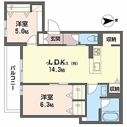 スプレンドーレ新金岡 2LDKの間取図画像