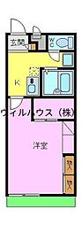 レオパレスセジュール和泉 1Kの間取図画像