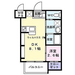 堺市堺区西湊町1丁マンション 1LDKの間取図画像