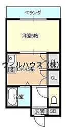 マツダ21 1DKの間取図画像
