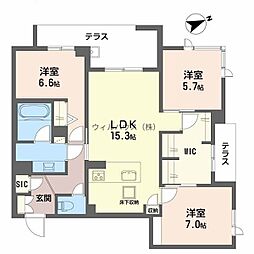 アルテーヌ浜寺元町 B棟 3LDKの間取図画像