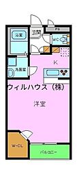 レオパレス大阪狭山2 1Kの間取図画像