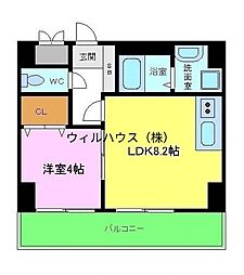 LUVIAS堺 1DKの間取図画像