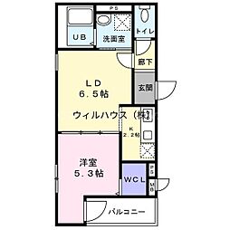 フジパレス堺鳳中5番館 1LDKの間取図画像