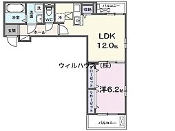 メゾンボヌール 1LDKの間取図画像