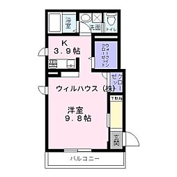 WB高見ノ里 1Kの間取図画像